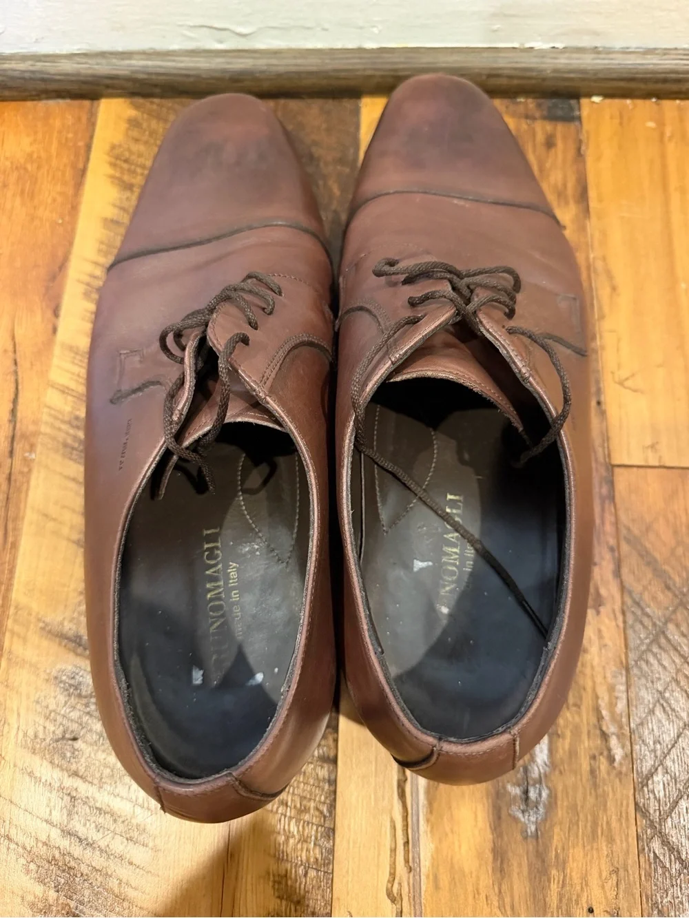 Bruno Magli Ciro leather derby Cap Toe Dress shoes Size 11 Pre Owned Italy